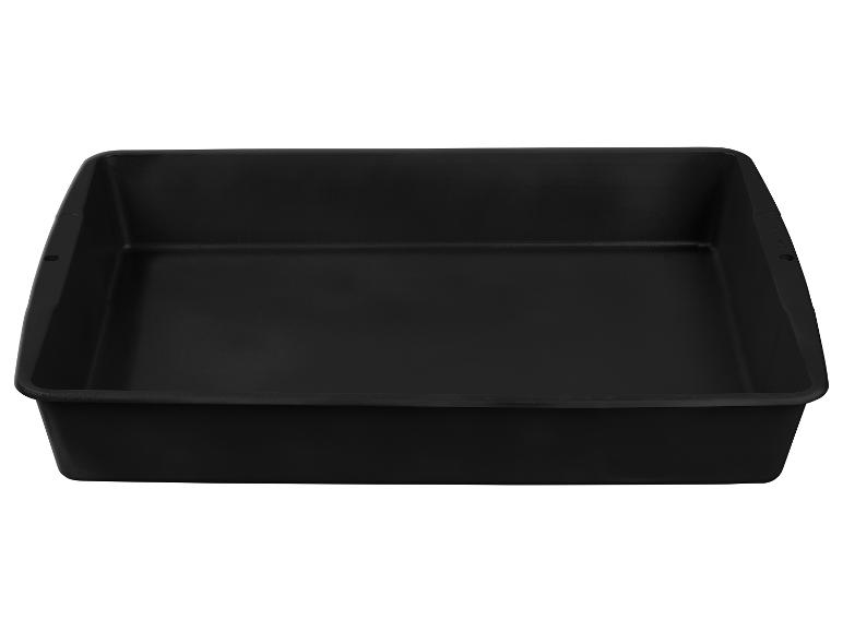 Plat à pâtisserie rectangulaire noir.