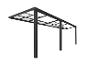 Pergola en métal noir avec toit translucide sur fond blanc