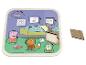Puzzle en bois Peppa Pig avec personnages et objets de chambre.