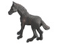 Un jouet de cheval en plastique noir.