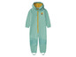 Une combinaison en softshell verte pour bébé avec capuche.