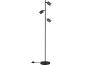 Lampadaire noir avec trois spots réglables et une base ronde