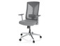 Chaise de bureau grise avec dossier en mesh.