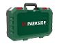 Mallette à outils verte PARKSIDE avec poignée noire et fermoirs rouges
