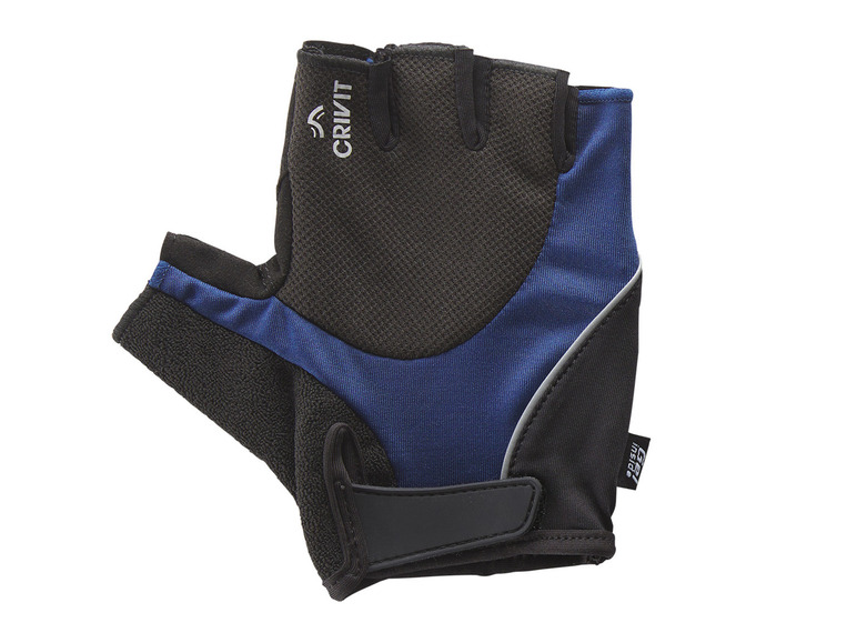 Gants de vélo bleus Crivit avec des panneaux en mesh.