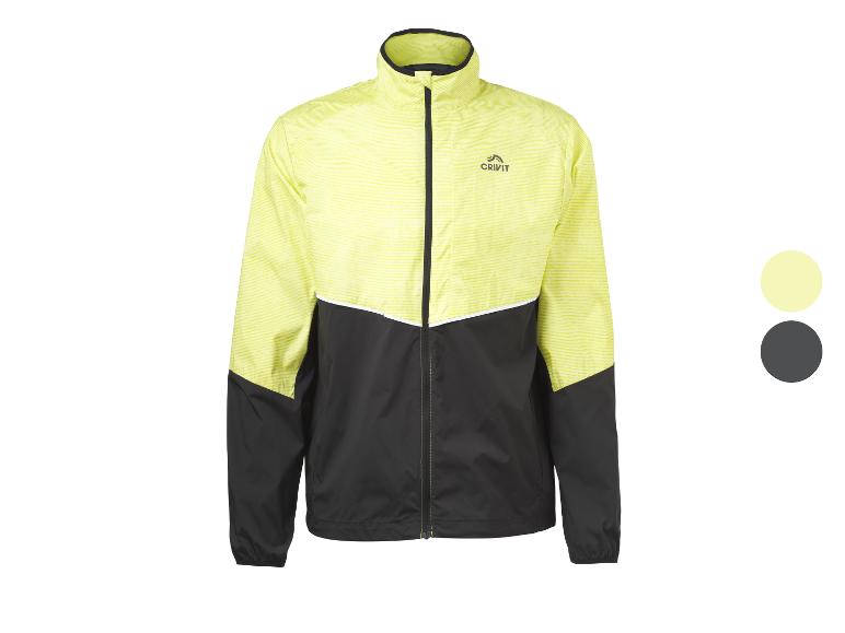 Veste de sport bicolore jaune citron et noire avec une fermeture éclair frontale.