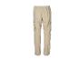 Pantalon cargo beige avec taille élastique et poches latérales.