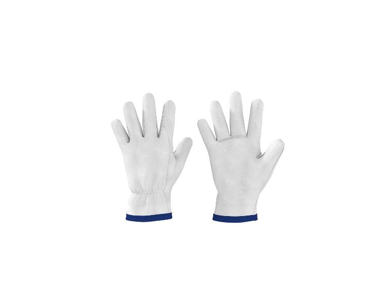 Gants de travail blancs avec poignets bleus