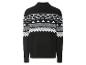 Pull noir avec un motif scandinave blanc.