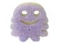 Éponge de bain violette en forme de fantôme avec un visage souriant.