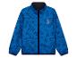 Veste polaire bleue pour enfant avec motif de briques de construction.