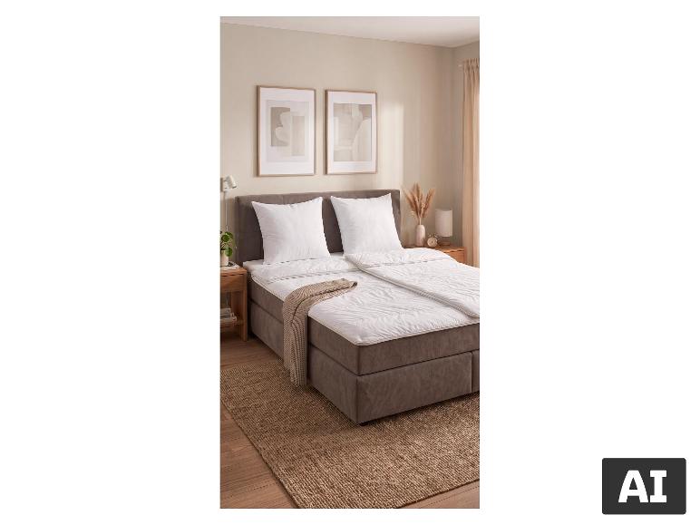 LIVARNO® oreiller 60 x 60 cm sur un lit dans la chambre à coucher [image générée par l'IA]