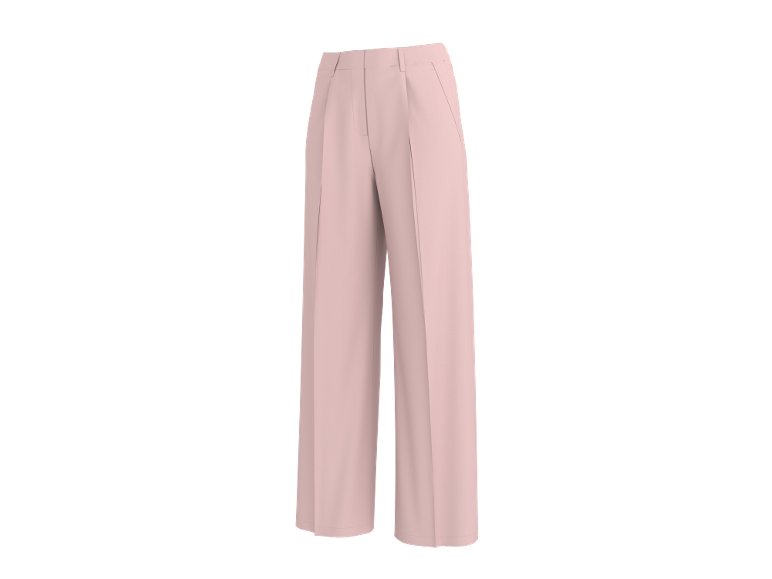 Pantalon large rose clair avec plis sur le devant