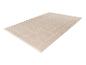 Tapis beige avec un motif géométrique de lignes et de carrés blancs.