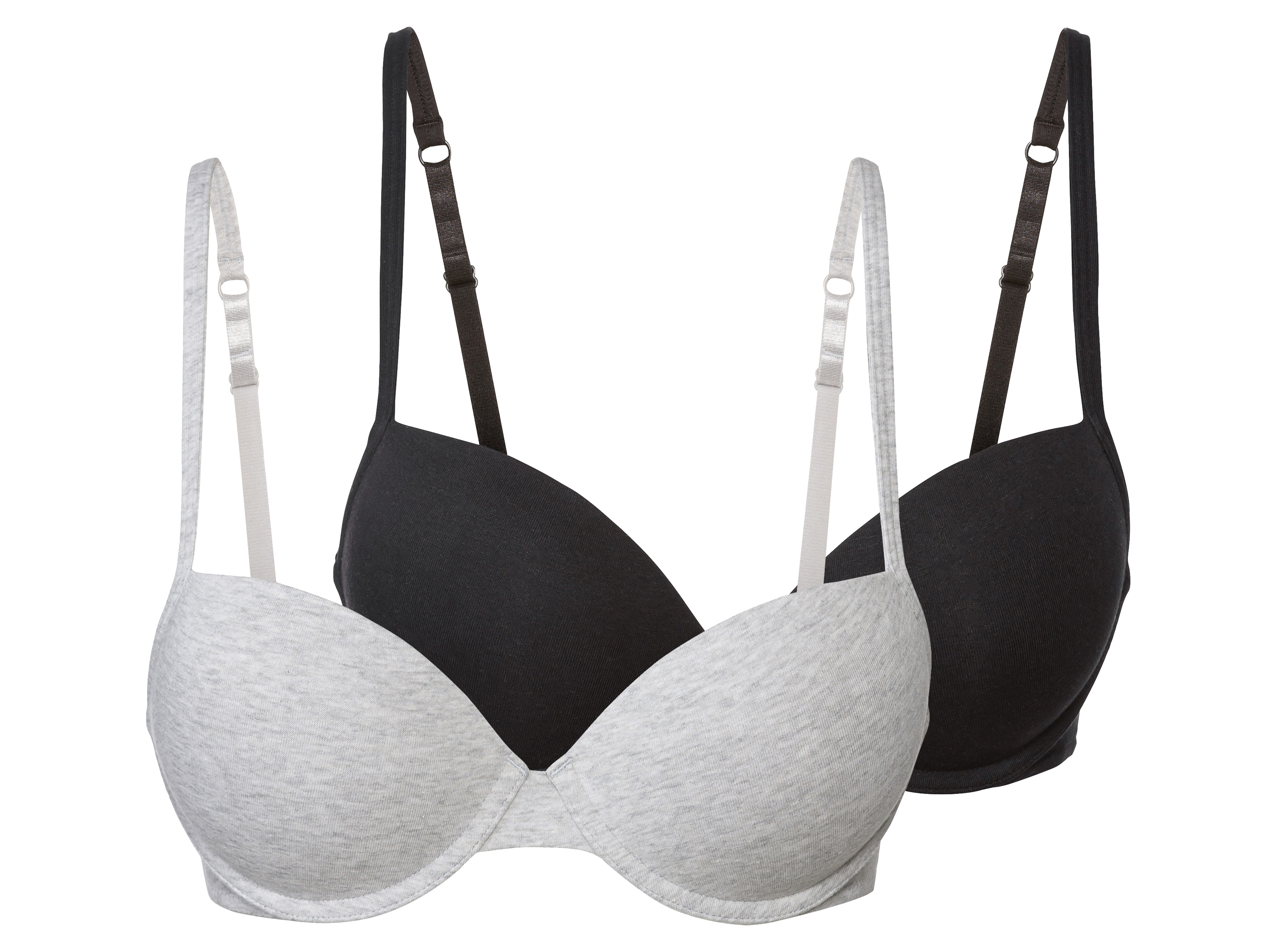 esmara® Lot de 2 soutiens-gorge push-up femme (noir/gris)