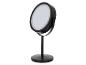 Miroir de maquillage rond noir avec éclairage LED et support