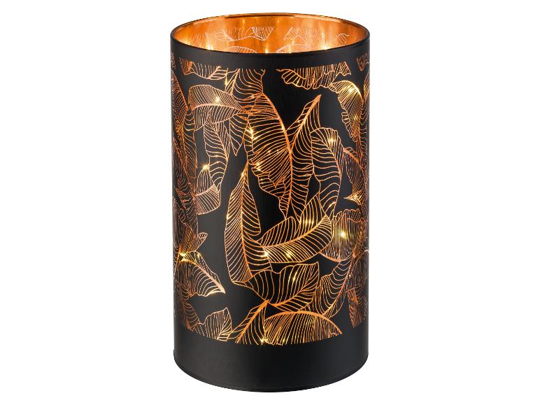 Lampe décorative LED noire avec motif de feuilles dorées