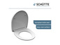 Abattant de WC blanc en duroplast avec surface facile d'entretien.