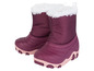 Deux paires de bottes d'hiver pour enfants en rose et violet.
