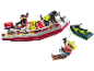 Coffret de jeu pour enfants avec bateau de pompiers, figurines et chien de sauvetage