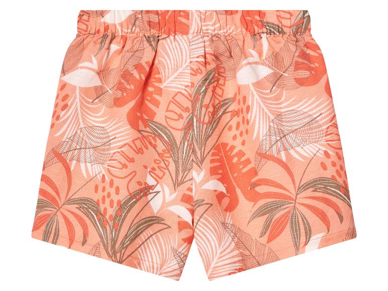 Shorts enfant, motif tropical corail.