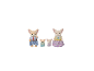 Une famille de quatre figurines chihuahua, deux adultes et deux bébés, vêtus de tenues colorées.