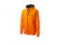 Sweat-shirt à capuche orange à fermeture éclair.