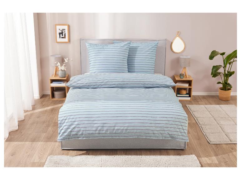 Parure de lit rayée bleu clair et gris