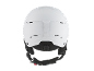 Casque de ski blanc avec sangle réglable et ventilation, vue arrière.