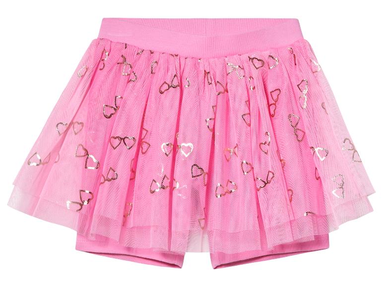 Short rose tutu à cœurs dorés pour enfant.