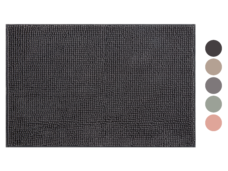 Tapis de bain gris foncé avec options de couleur.