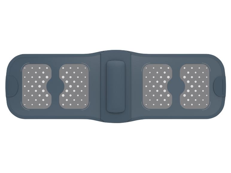 Ceinture de massage électrique bleue avec coussinets de stimulation.