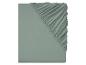 Drap-housse et drap plat unis, couleur vert-de-gris.
