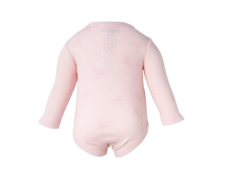 Body bébé rose à manches longues avec motif de nœuds, vue de dos.