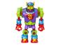 Un robot jouet coloré avec des paillettes.