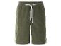 Shorts en velours côtelé vert olive avec cordon de serrage.