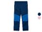 Pantalon softshell bleu pour enfants avec détails bleu clair et fermeture éclair.