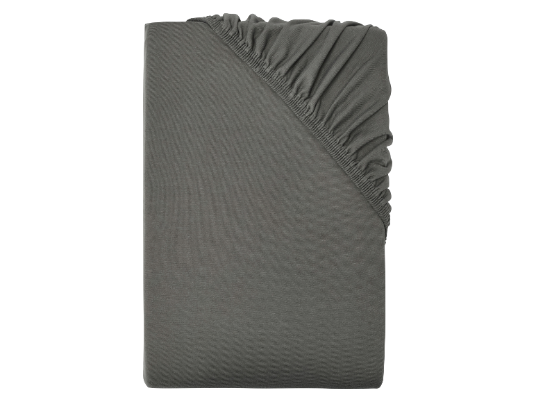 Drap-housse gris en coton.