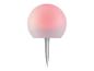 Lampe solaire sphérique rose pour extérieur.