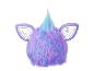 Une figurine en peluche violette et bleue avec des oreilles.