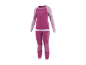 Ensemble de sous-vêtements thermiques femme fuchsia avec détails rose clair.