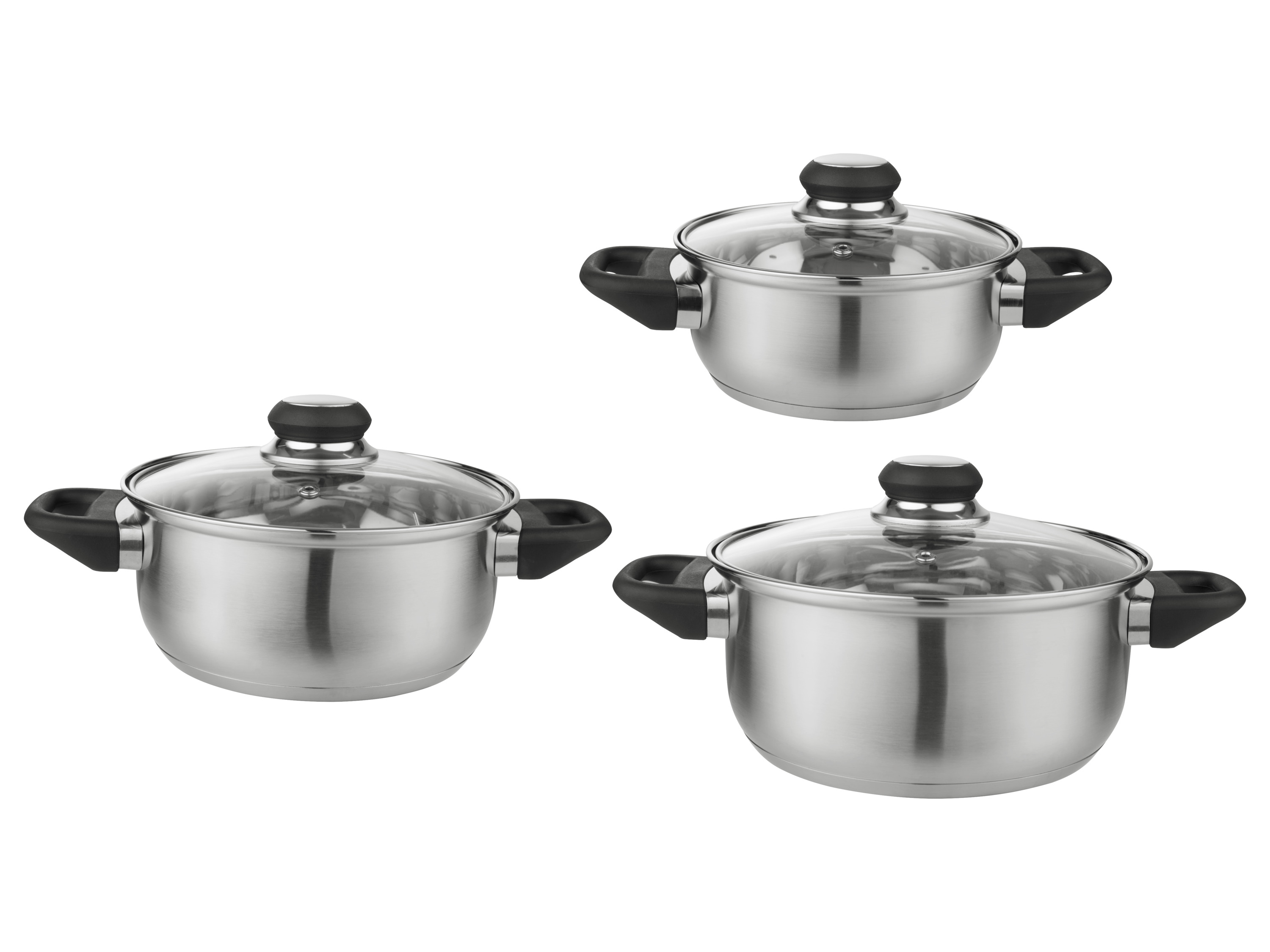 LIVARNO home Set de 3 faitouts en acier inoxydable