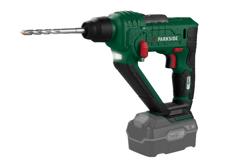 Perforateur sans fil vert avec batterie, foret visible