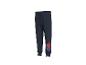 Pantalon de jogging bleu foncé avec un motif Spider-Man sur la jambe gauche.