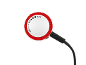 Bouton de réglage rond avec un anneau rouge, indiquant les niveaux MIN et MAX.