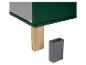 Une armoire vert foncé avec des pieds en bois et des pieds en plastique gris.
