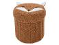 Pouf enfant marron pelucheux avec visage et oreilles de renard.