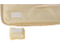 Sac de rangement beige avec fermetures auto-agrippantes, une attachée et une séparée.