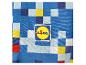 Tissu pixelisé bleu avec logo Lidl.