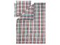 Plaid et oreiller à motif écossais rouge et vert.